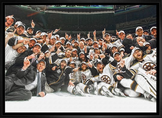 Boston Bruins 20" x 29" Framed Canvas 2011 Stanley Cup 31.5" x 22.5"